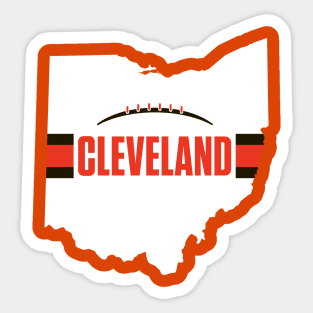 Cleveland Football Ohio Outline White T-Shirt Sticker